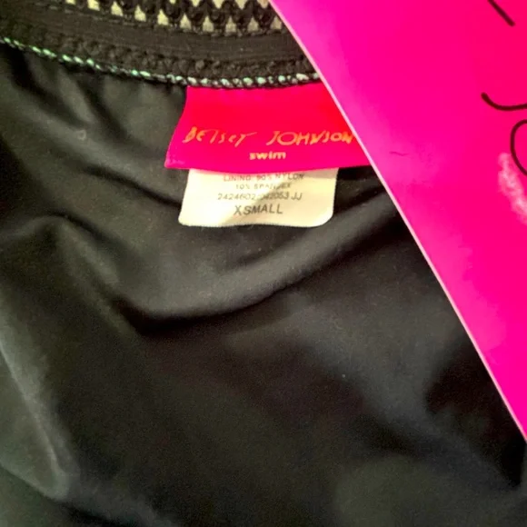 BETSEY JOHNSON Swim Teal Black
Rhinestone Bow Bikini. Size Small Top & Bottom - Picture 10 of 12